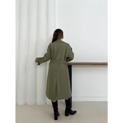 Kemer Detaylı Midiboy Trençkot Haki
