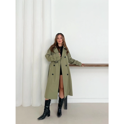 Kemer Detaylı Midiboy Trençkot Haki