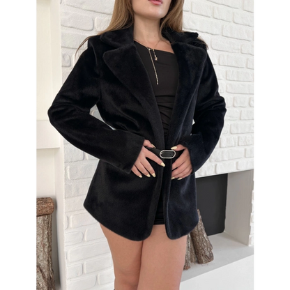 Kemer Detaylı Yumoş Ceket Siyah