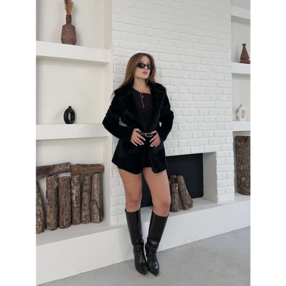 Kemer Detaylı Yumoş Ceket Siyah
