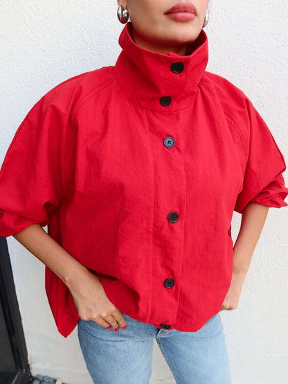 Siyah Dik Yaka Bomber Ceket