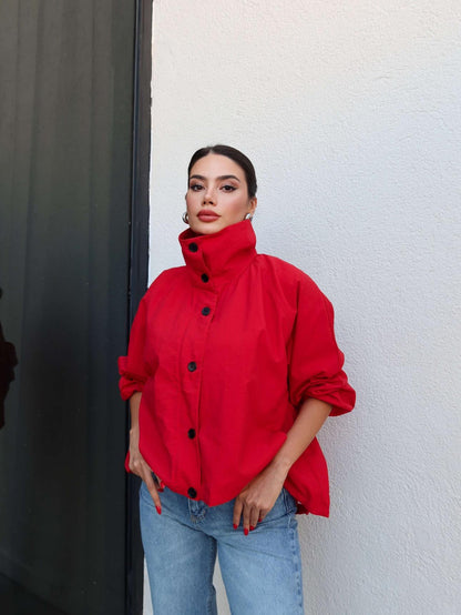 Siyah Dik Yaka Bomber Ceket