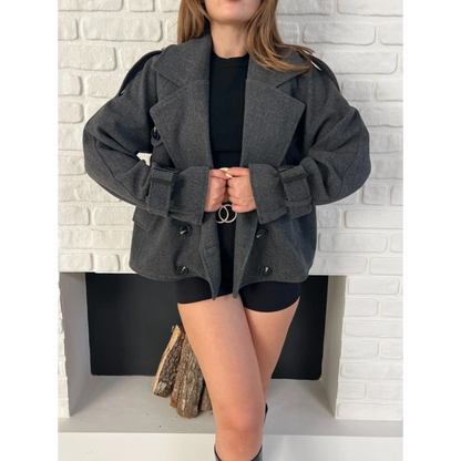 Kısa Street Luxe Kaşe Kaban Antrasit