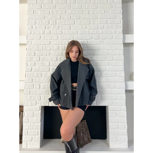 Kısa Street Luxe Kaşe Kaban Antrasit