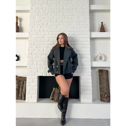 Kısa Street Luxe Kaşe Kaban Antrasit