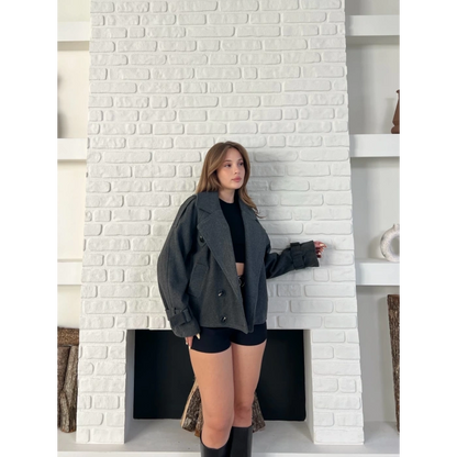 Kısa Street Luxe Kaşe Kaban Antrasit