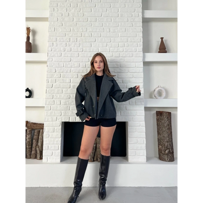 Kısa Street Luxe Kaşe Kaban Antrasit