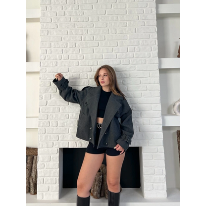 Kısa Street Luxe Kaşe Kaban Antrasit