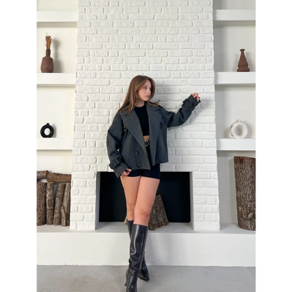 Kısa Street Luxe Kaşe Kaban Antrasit