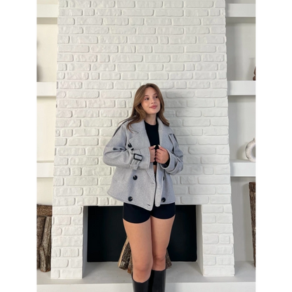 Kısa Street Luxe Kaşe Kaban Gri