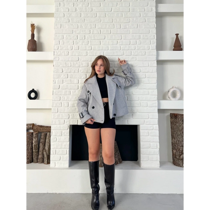 Kısa Street Luxe Kaşe Kaban Gri