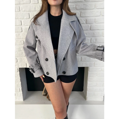 Kısa Street Luxe Kaşe Kaban Gri