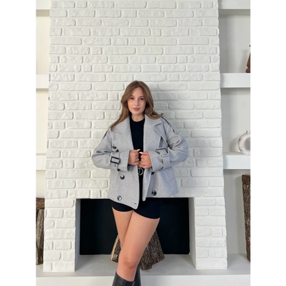 Kısa Street Luxe Kaşe Kaban Gri