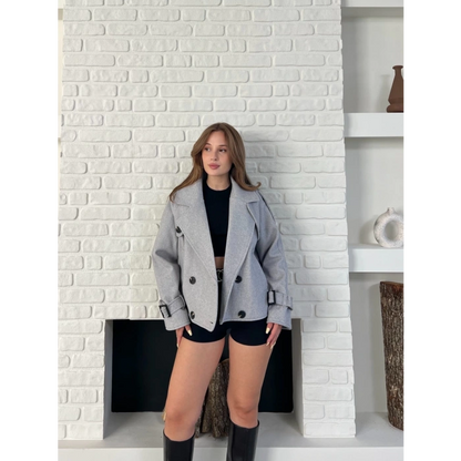 Kısa Street Luxe Kaşe Kaban Gri