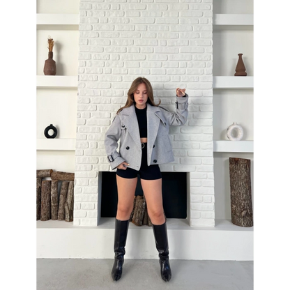 Kısa Street Luxe Kaşe Kaban Gri
