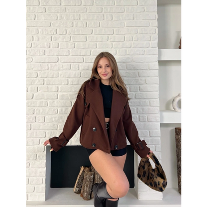 Kısa Street Luxe Kaşe Kaban Kahverengi