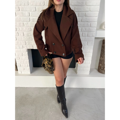 Kısa Street Luxe Kaşe Kaban Kahverengi