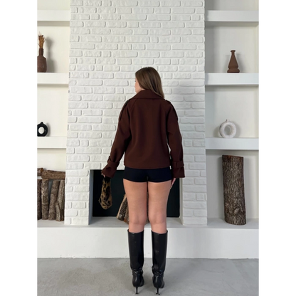 Kısa Street Luxe Kaşe Kaban Kahverengi
