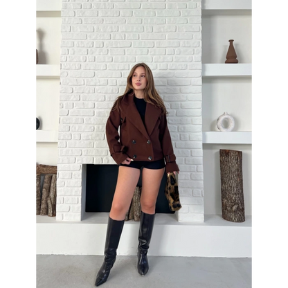 Kısa Street Luxe Kaşe Kaban Kahverengi