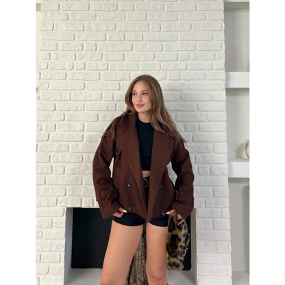 Kısa Street Luxe Kaşe Kaban Kahverengi