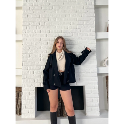 Kısa Street Luxe Kaşe Kaban Siyah