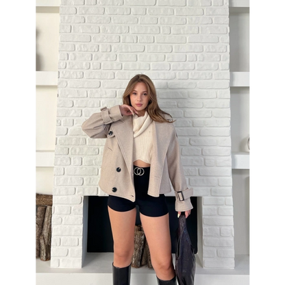 Kısa Street Luxe Kaşe Kaban Krem