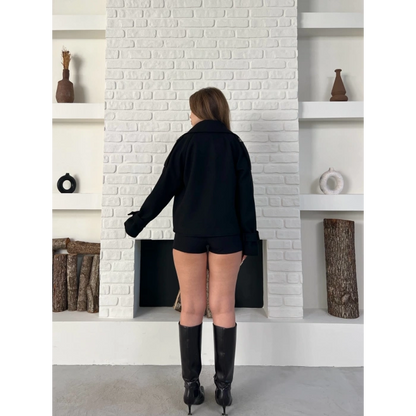 Kısa Street Luxe Kaşe Kaban Siyah