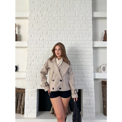 Kısa Street Luxe Kaşe Kaban Krem
