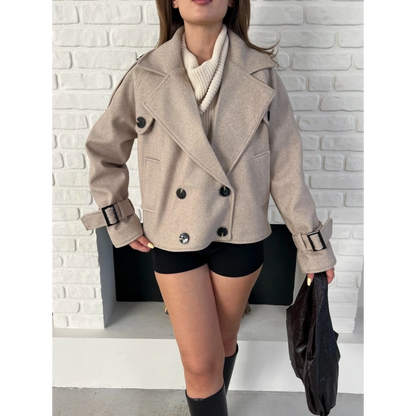 Kısa Street Luxe Kaşe Kaban Krem