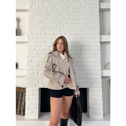 Kısa Street Luxe Kaşe Kaban Krem
