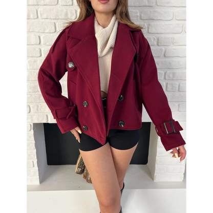 Kısa Street Luxe Kaşe Kaban Bordo