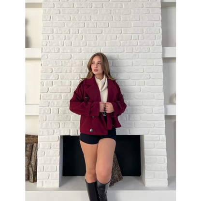 Kısa Street Luxe Kaşe Kaban Bordo