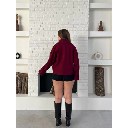 Kısa Street Luxe Kaşe Kaban Bordo