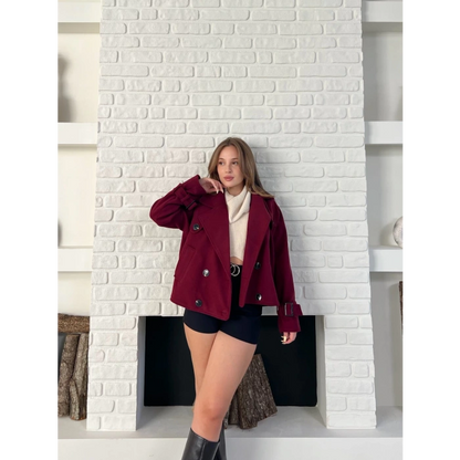 Kısa Street Luxe Kaşe Kaban Bordo