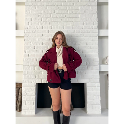 Kısa Street Luxe Kaşe Kaban Bordo