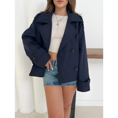 Kruvaze Yaka Cepli Bomber Ceket Lacivert