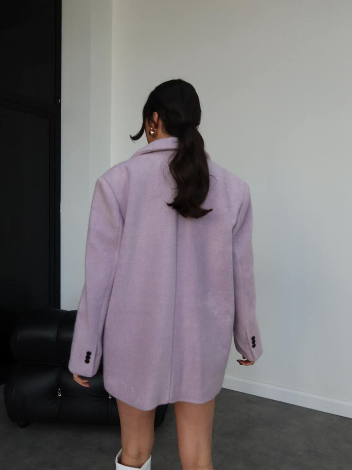 Kruvaze Yaka Kısa Kaşe Ceket