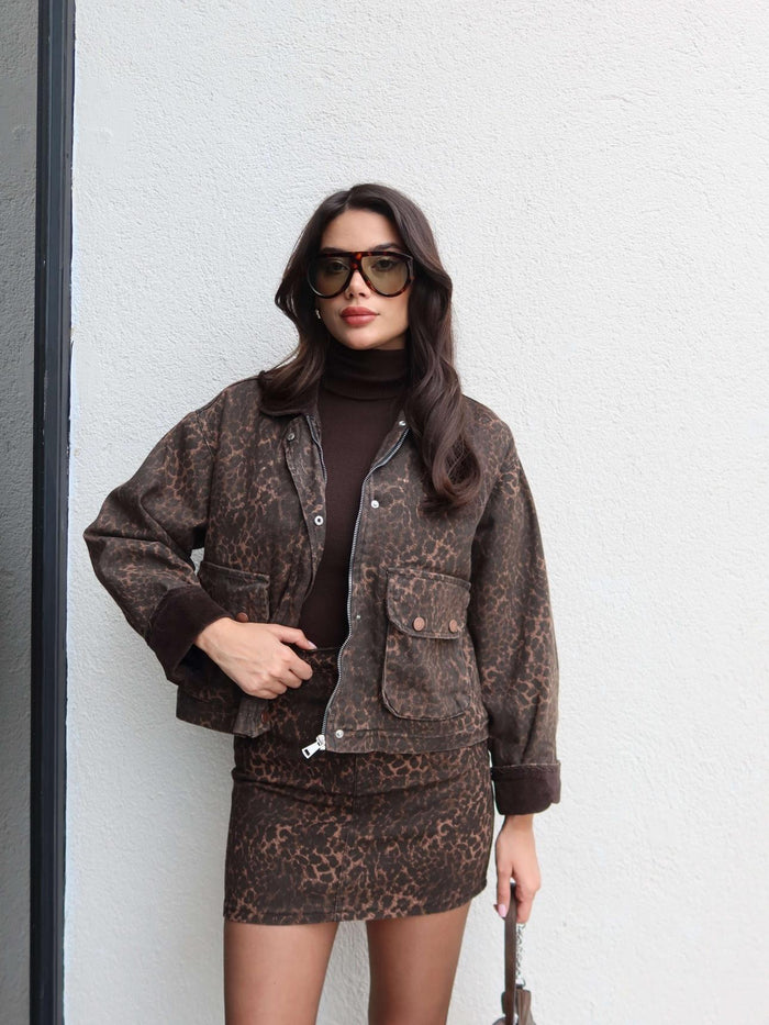 Leo Denim Kadife Yaka Ceket