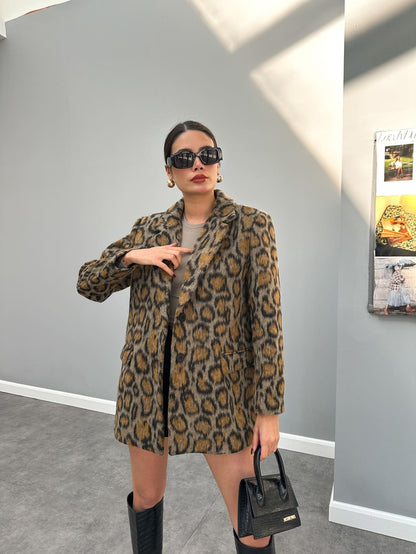 Leo Desenli Kaşe Blazer Ceket
