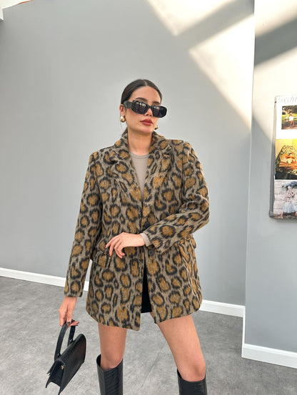 Leo Desenli Kaşe Blazer Ceket