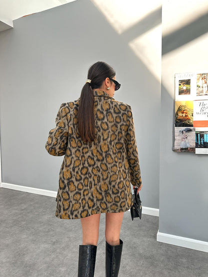 Leo Desenli Kaşe Blazer Ceket