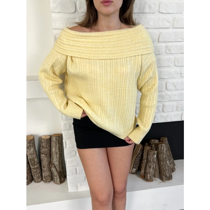 Madonna Yaka Triko Kazak Sarı