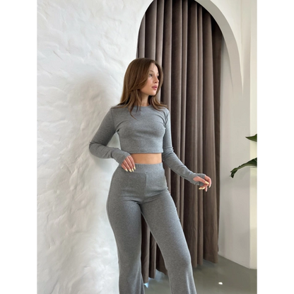 Parmak Geçirmeli Vibe Set Takım Koyu Gri