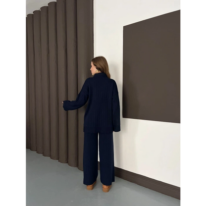 Polo Yaka Triko Pantolonlu Takım Lacivert