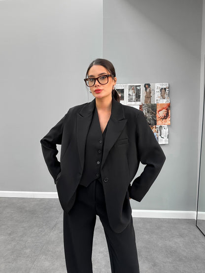 Siyah Casual Blazer Ceket