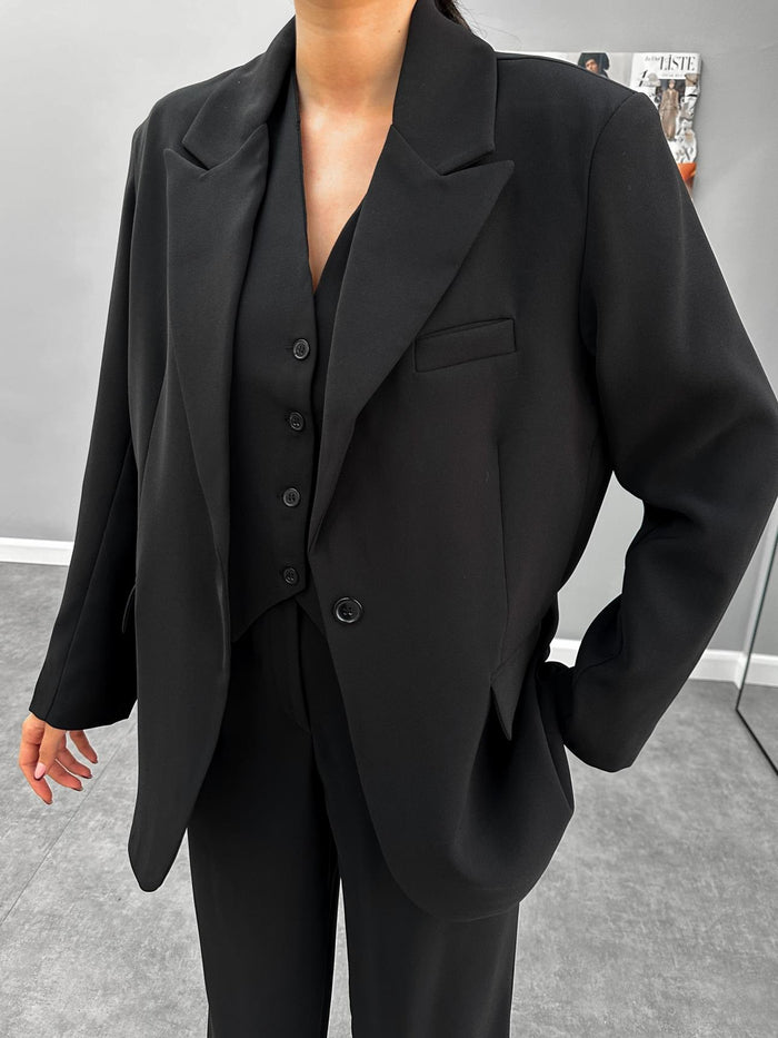 Siyah Casual Blazer Ceket