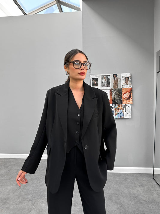 Siyah Casual Blazer Ceket