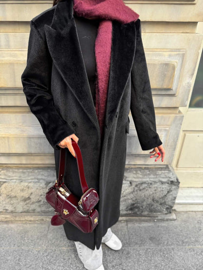 Siyah Soft Uzun Kaban