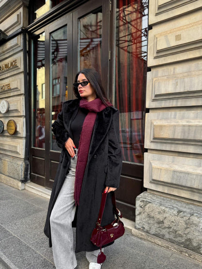 Siyah Soft Uzun Kaban