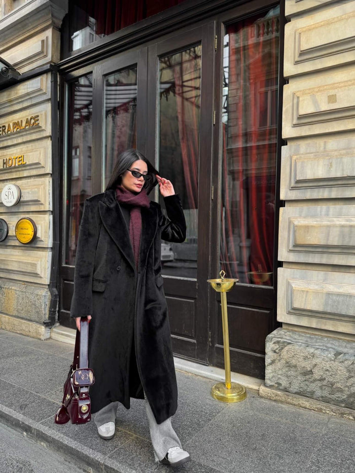 Siyah Soft Uzun Kaban